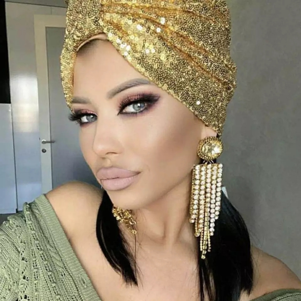 Shiny Rhinestone Tassel Dangle Earrings